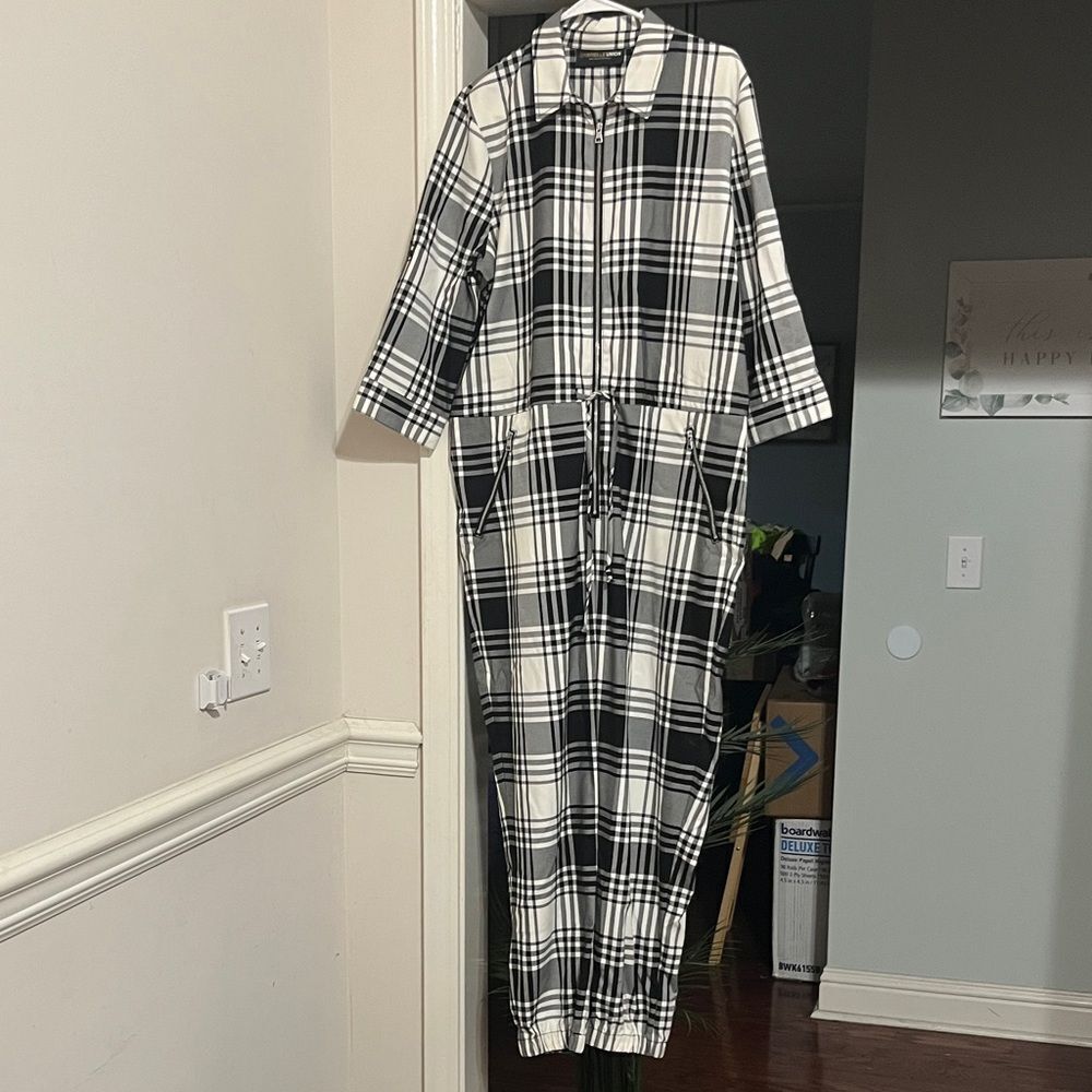 NWT Gabrielle Union Plaid Jumpsuit Size L Large 12